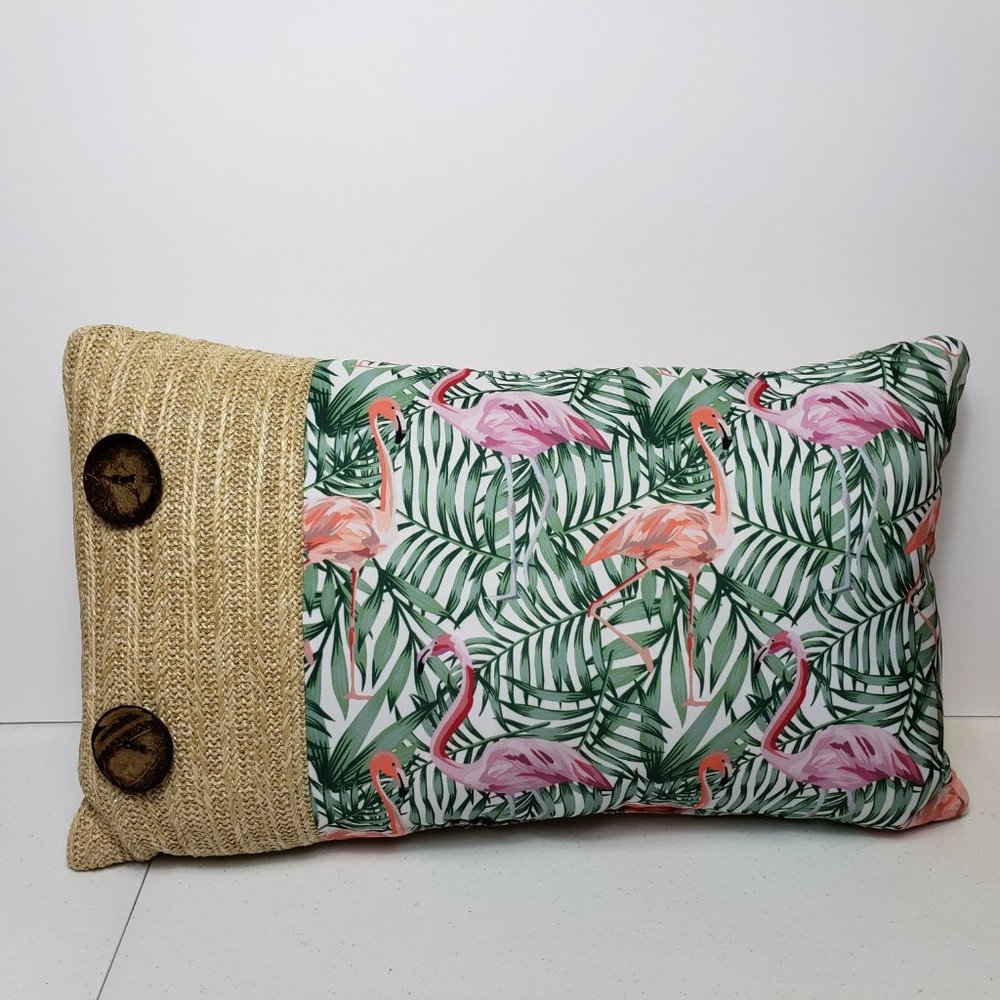 Always Home Oblong Throw Pillow Flamingo Print